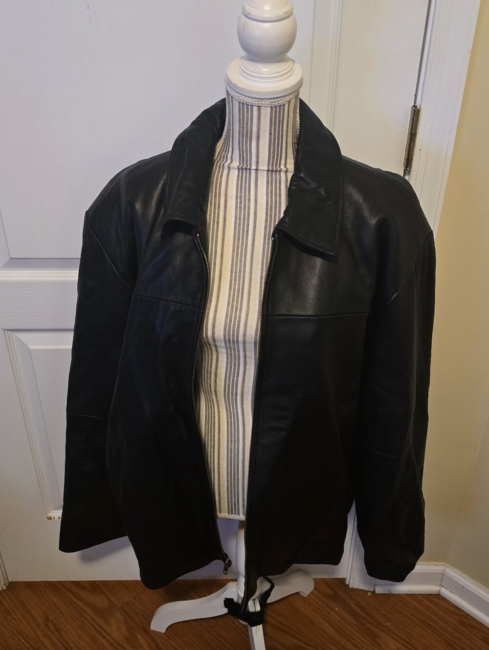 Boston Harbour Outdoor Men's Black Leather Jacket Coat Size XL